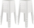 White Square Stackable Plastic Stools 12 Pack