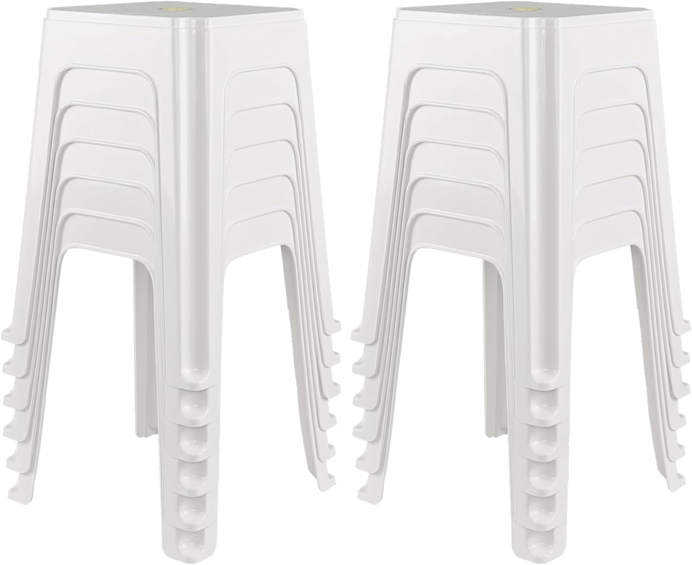 White Square Stackable Plastic Stools 12 Pack