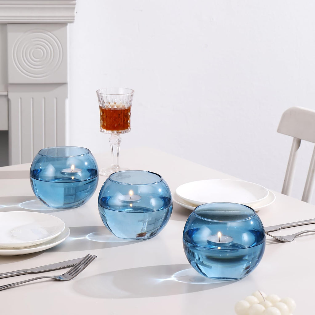 Blue Round Glass Vases 6 Pack Table Home Decor