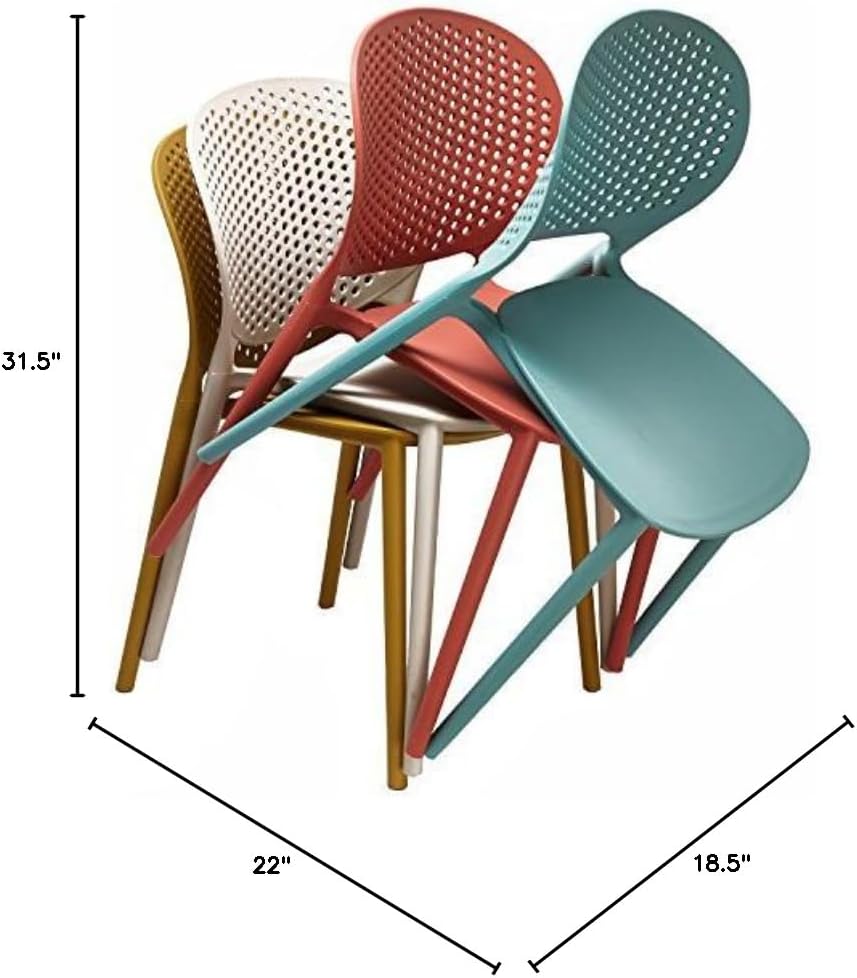 Teal Stackable Plastic Patio Chairs 2 Pack Outdoor Seats