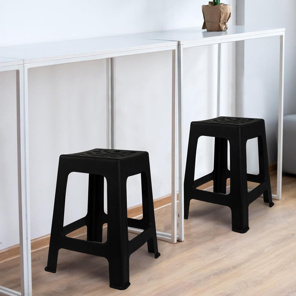 Black Nesting Plastic Stools 6 Pack