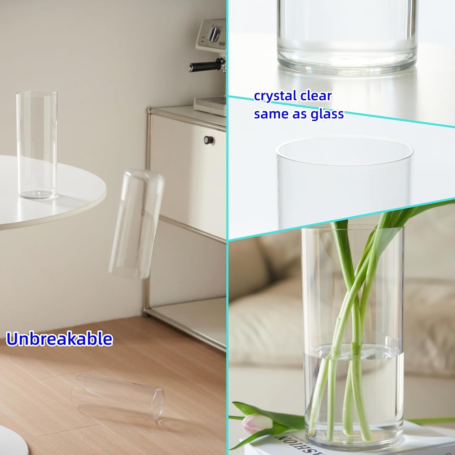 Clear Acrylic Cylinder Vases 3 Pack Home Wedding Decor