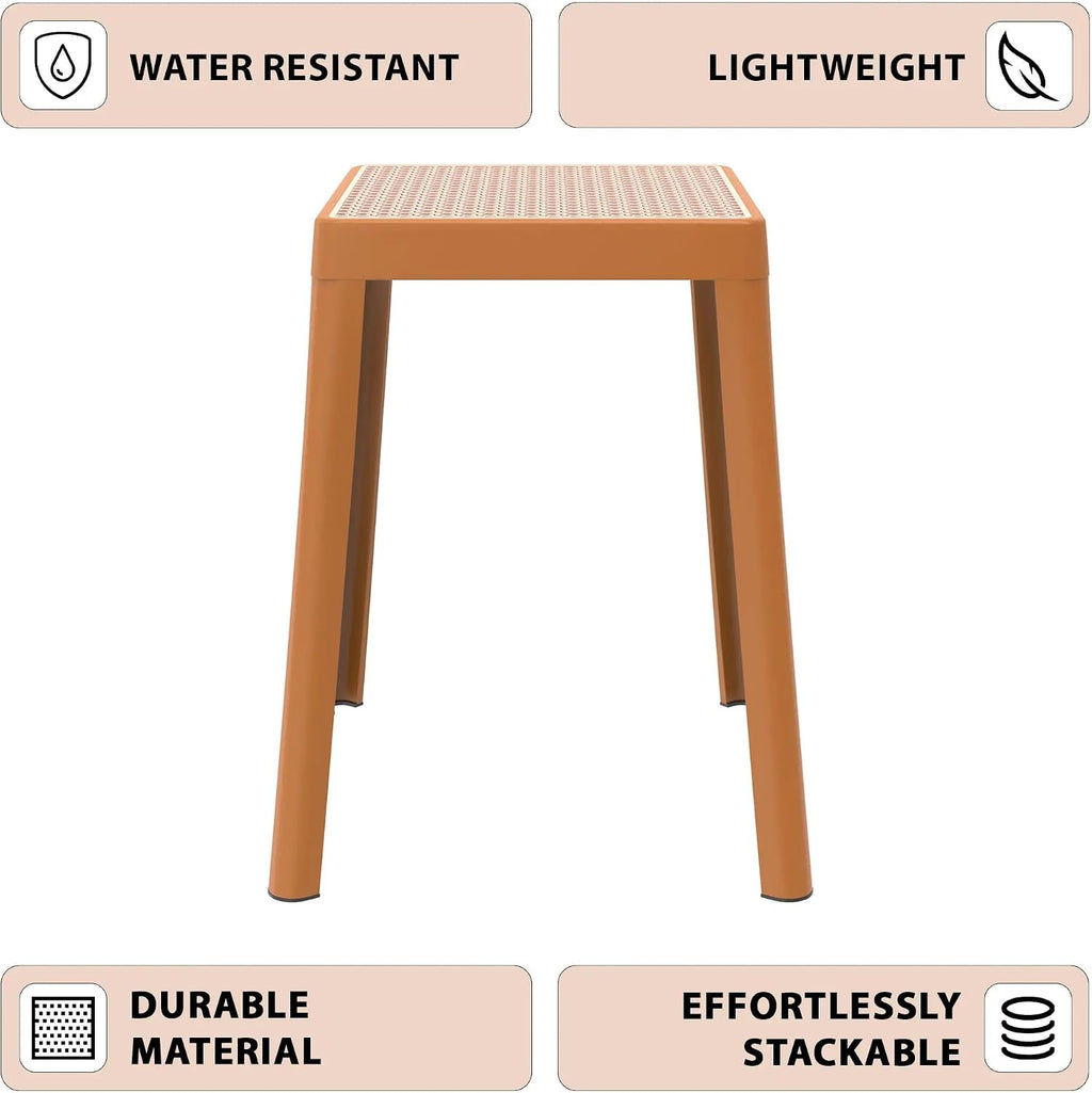 Mid-Century Square Plastic Stools 2 Pack Home Seating