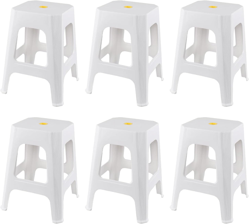 White Stackable Counter Stools 6 Pack Indoor Outdoor Seats