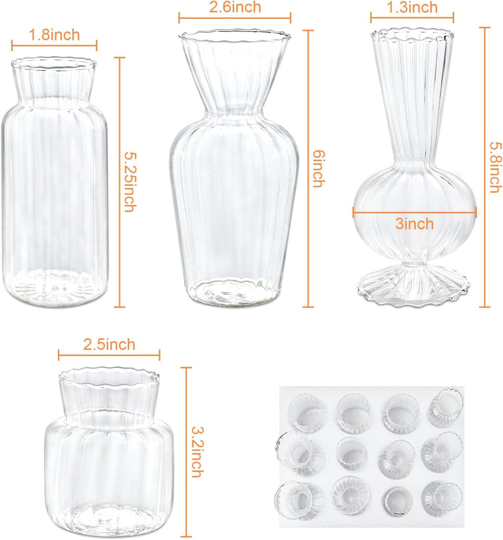 Ribbed Glass Bud Vases 12 Pack Wedding Table Decor