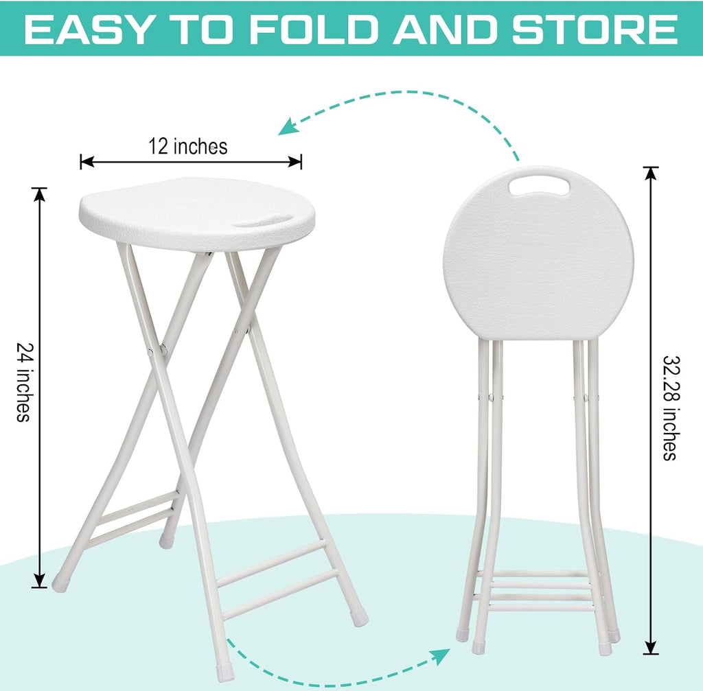 White 2 Pack Folding Plastic Bar Stools