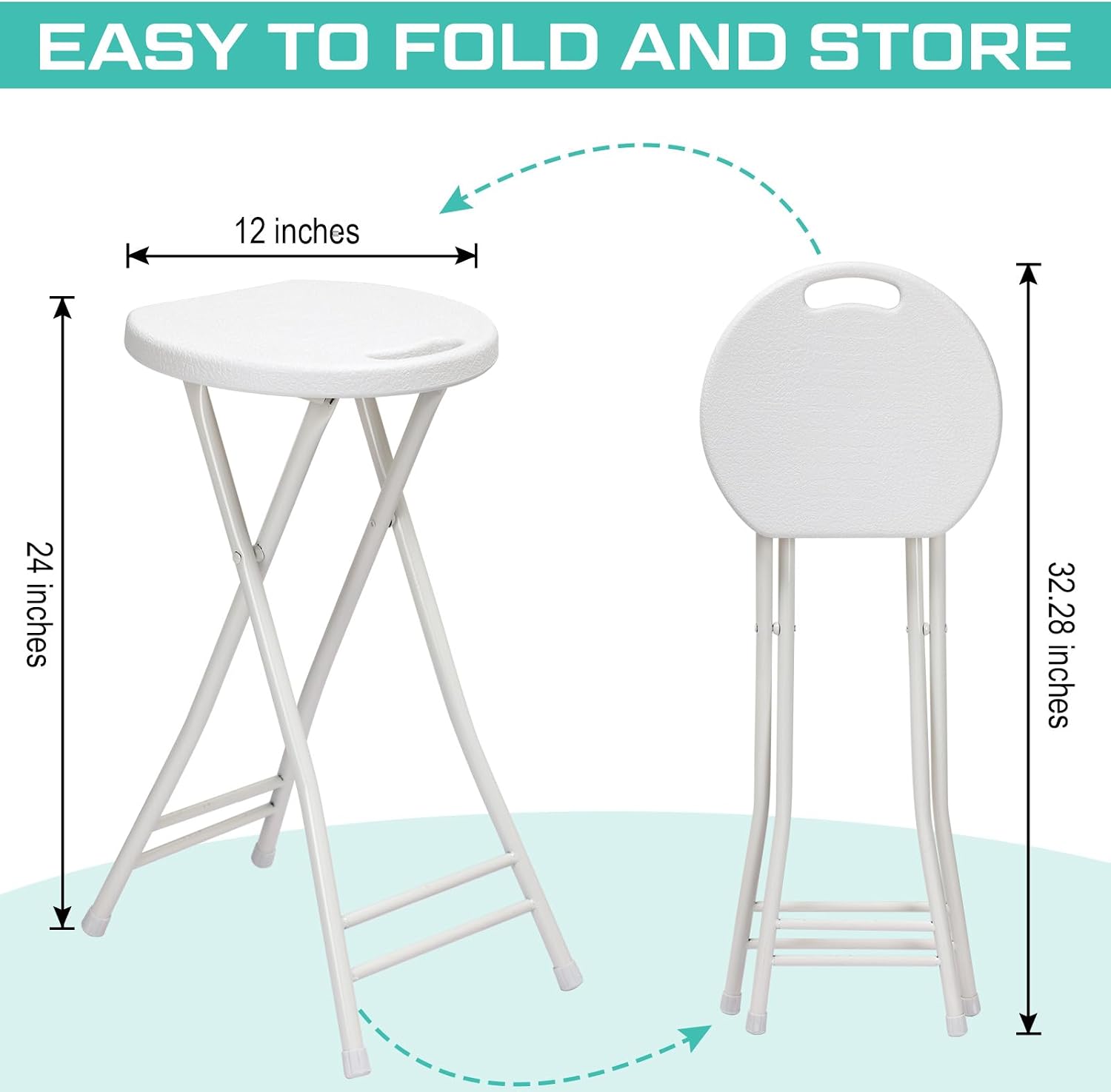 White 2 Pack Folding Plastic Bar Stools