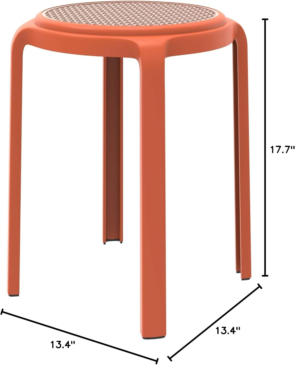Orange Stackable Plastic Dining Stool