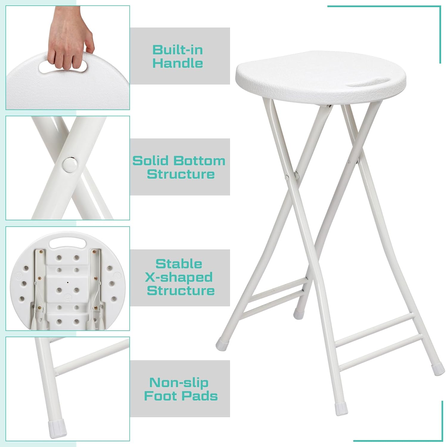 White 2 Pack Folding Plastic Bar Stools