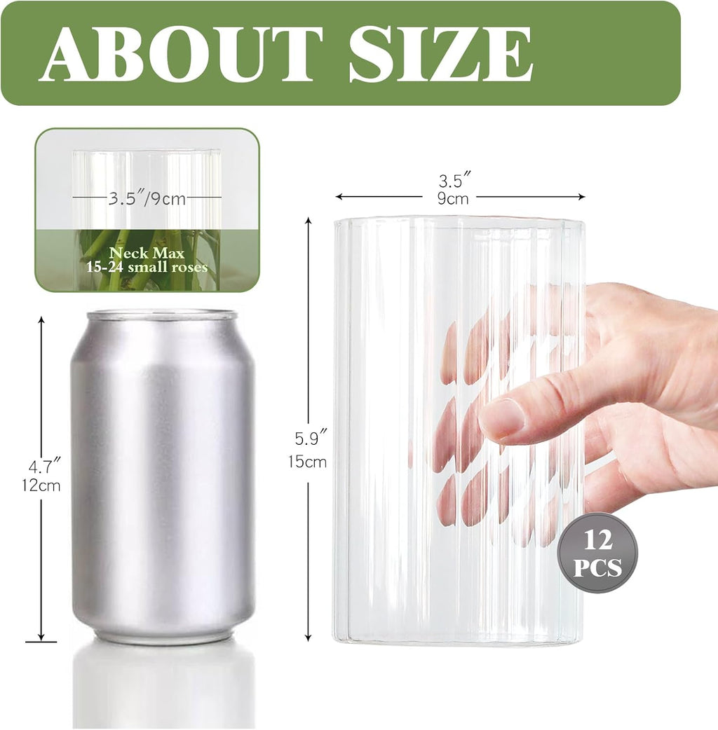 Clear Ribbed Cylinder Vases 12 Pack Wedding Decor
