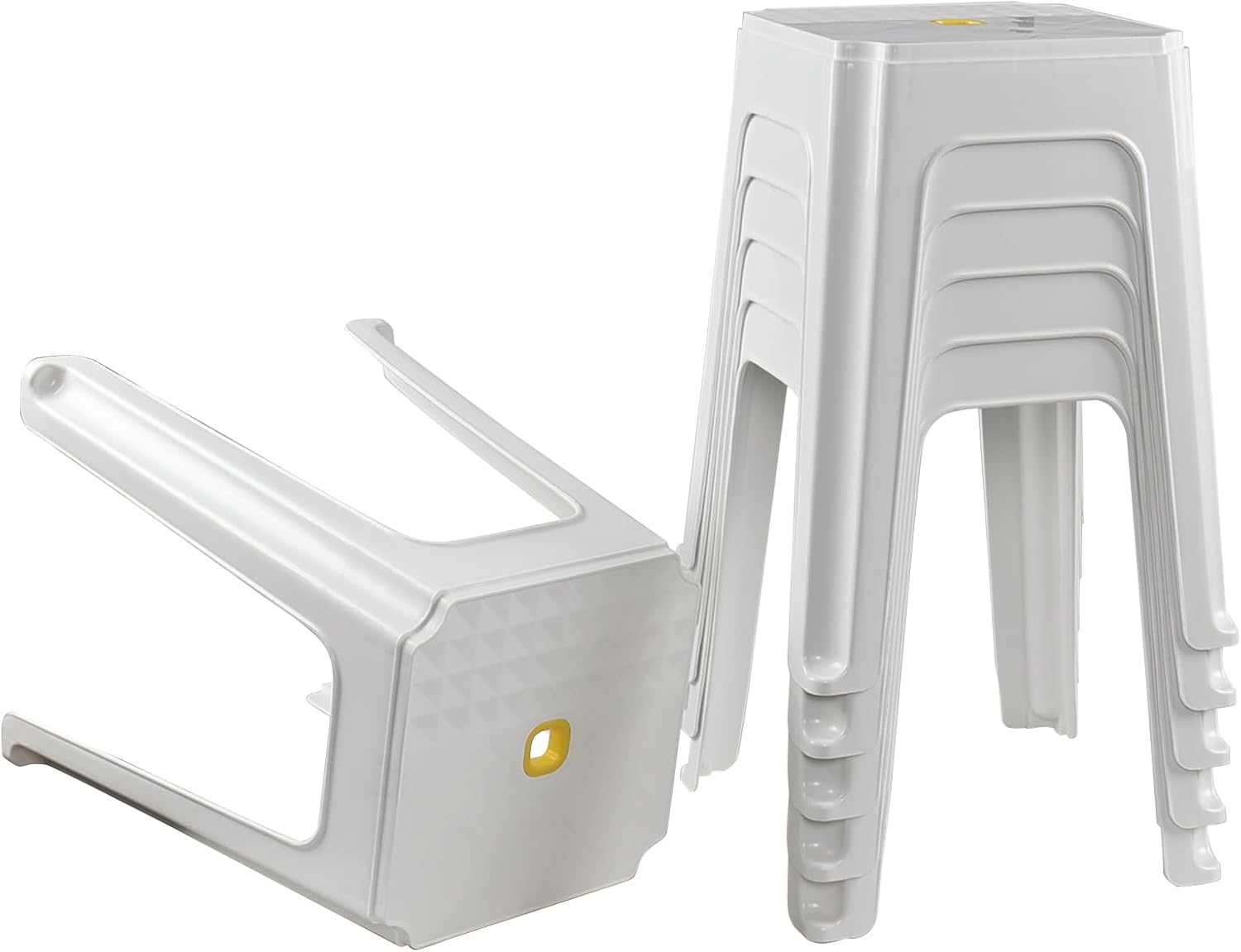 White Stackable Plastic Stools 6 Pack