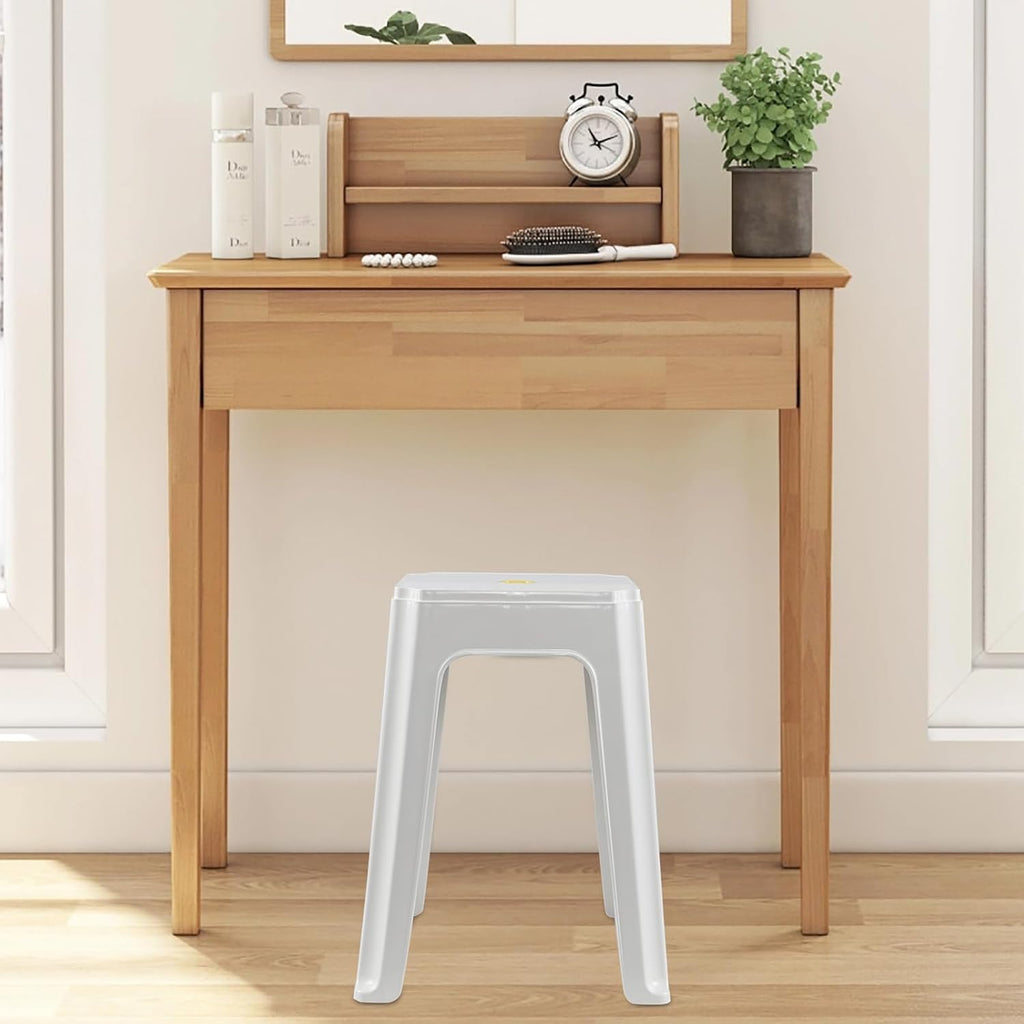 White Stackable Plastic Stools 6 Pack