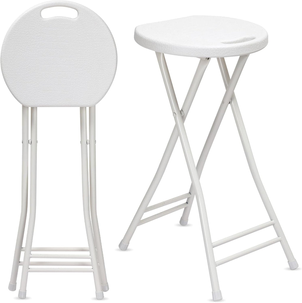 White 2 Pack Folding Plastic Bar Stools