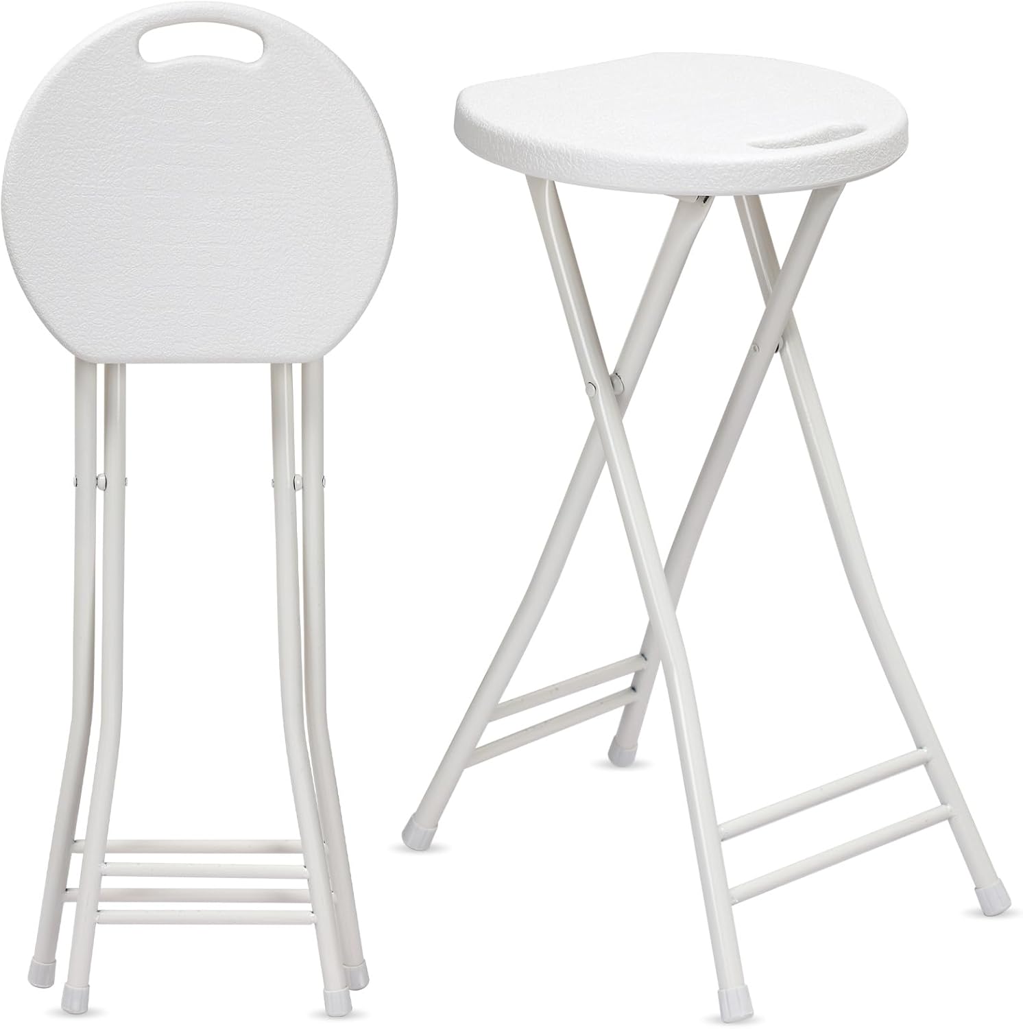 White 2 Pack Folding Plastic Bar Stools