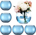 Blue Round Glass Vases 6 Pack Table Home Decor