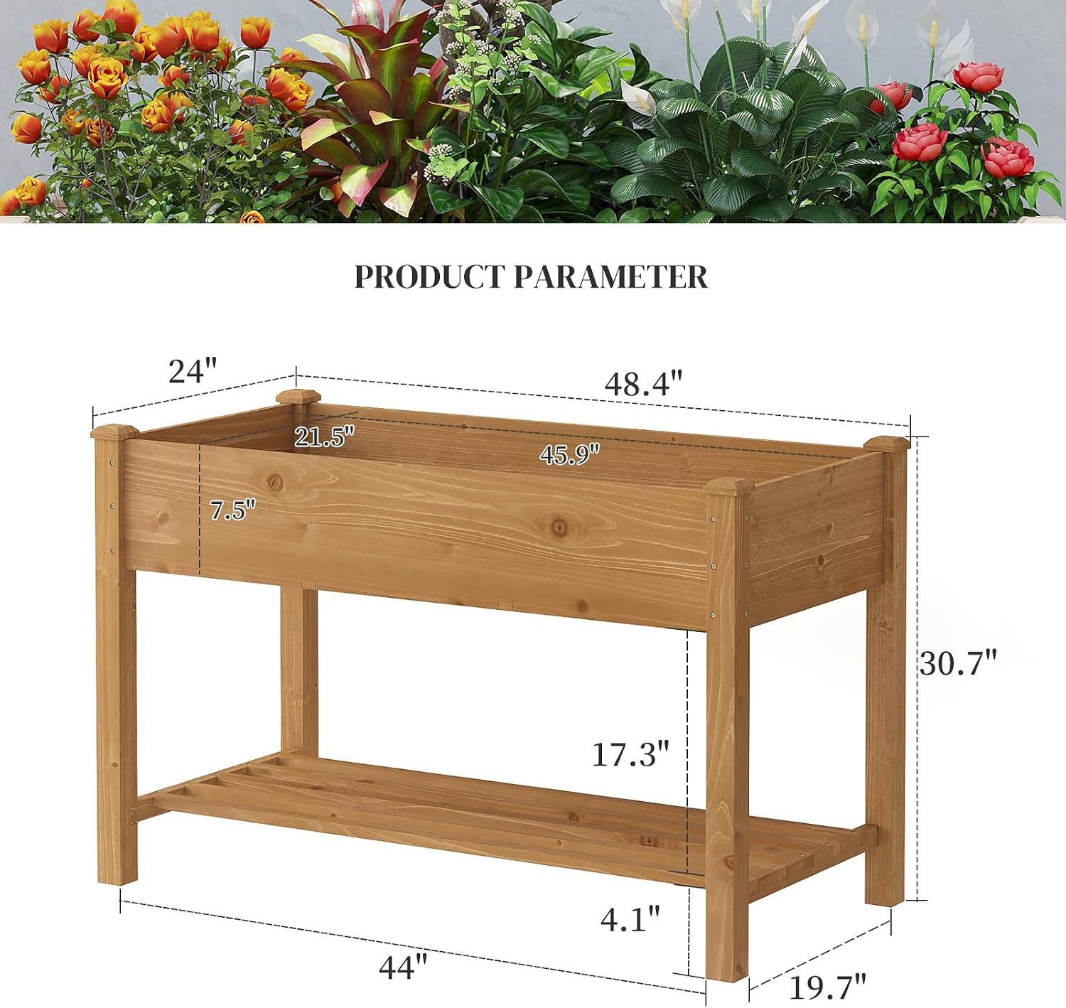 Brown Elevated Wooden Raised Garden Bed