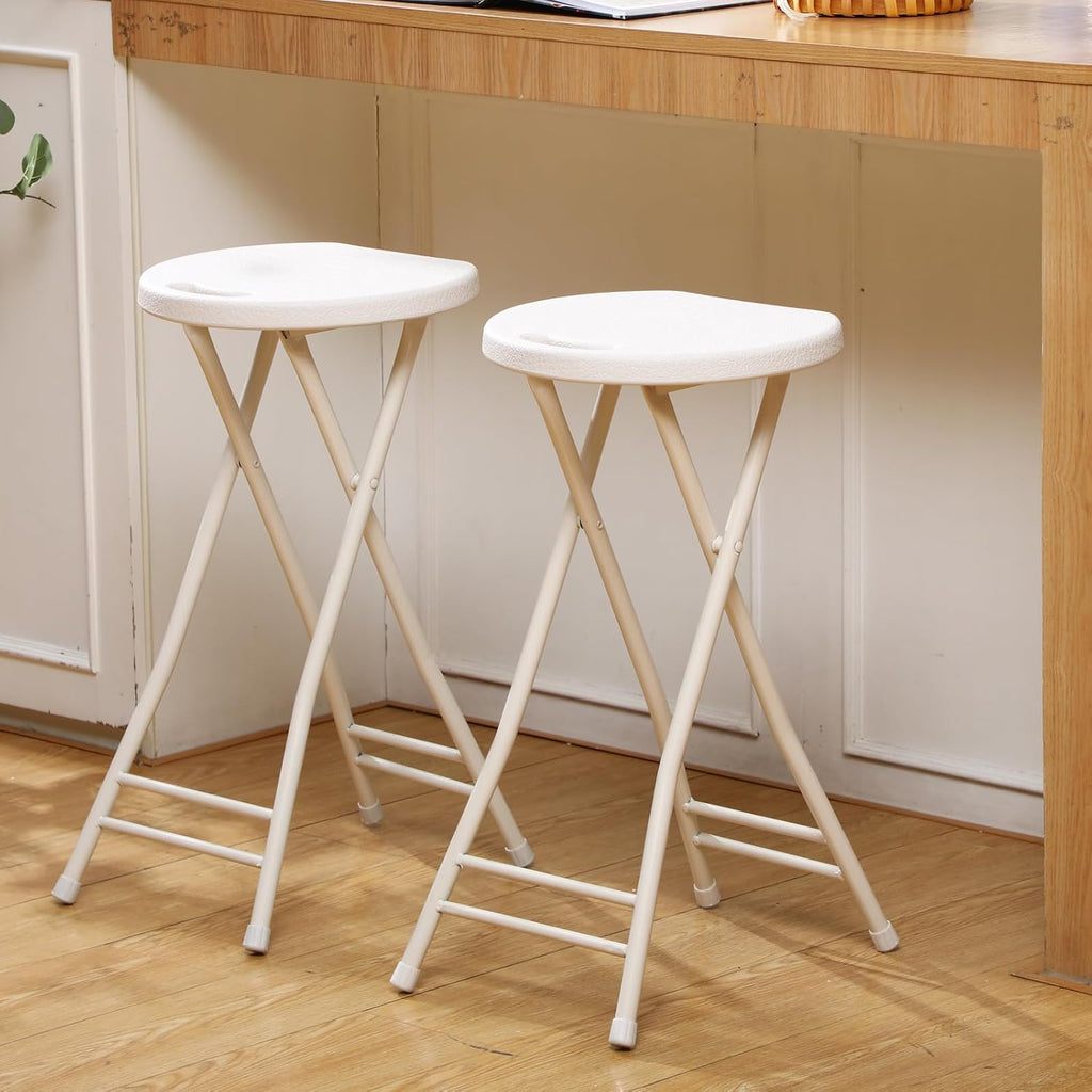 White 2 Pack Folding Plastic Bar Stools