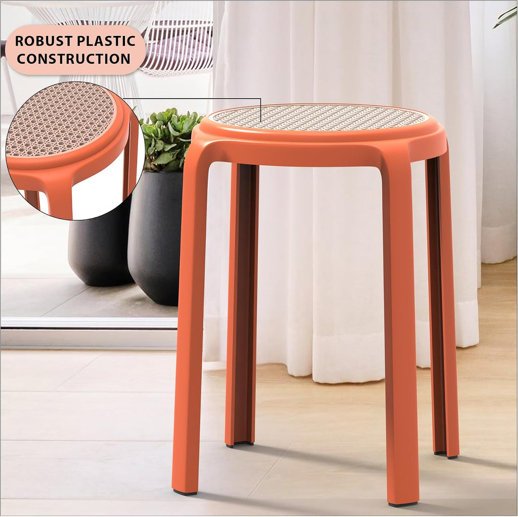 Orange Stackable Plastic Dining Stool