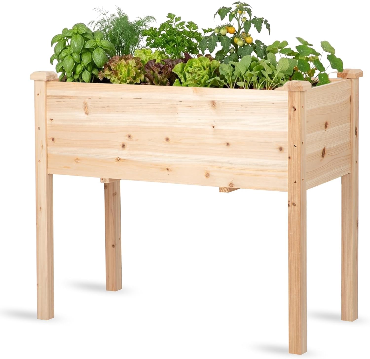 Natural Wood Elevated Garden Planter Box