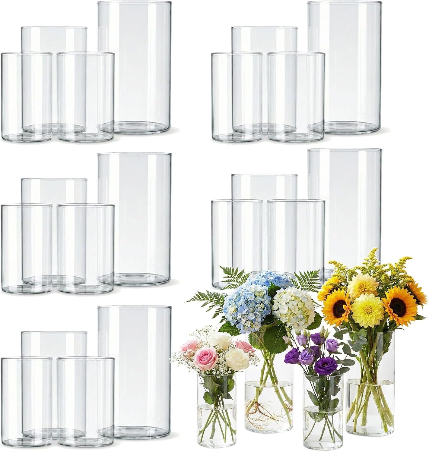 Clear Cylinder Glass Vases 24 Pack Home Wedding Decor