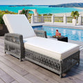 Beige Grey Wicker Adjustable Patio Chaise Lounge