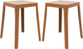 Mid-Century Square Plastic Stools 2 Pack Home Seating