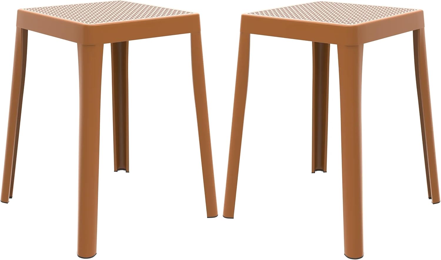 Mid-Century Square Plastic Stools 2 Pack Home Seating