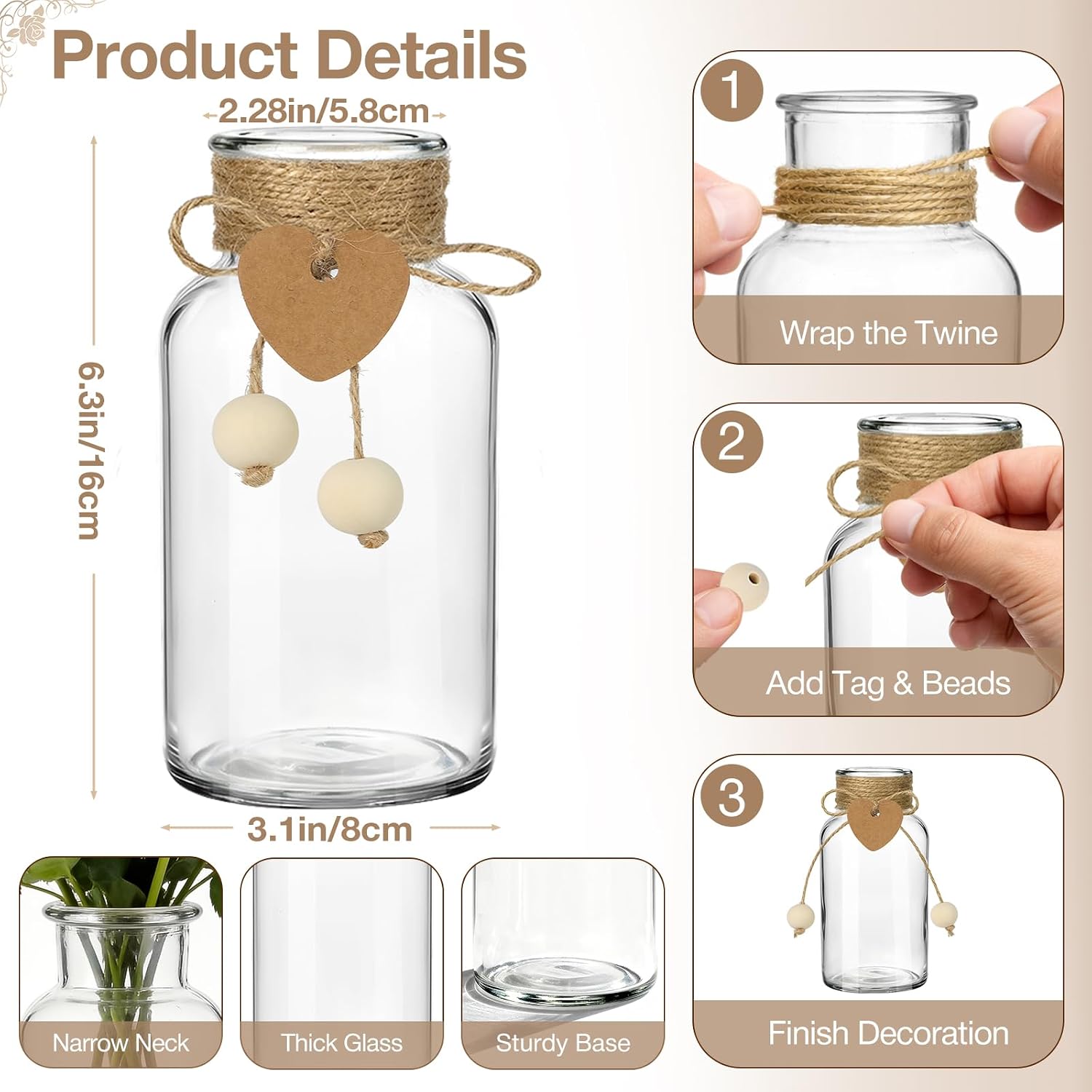 Vintage Glass Mason Jars 12 Pack Wedding Decor