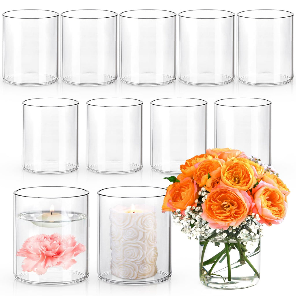 Clear Glass Cylinder Vases 12 Pack Wedding Decor