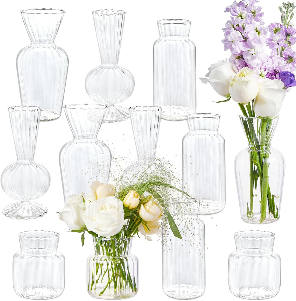 Ribbed Glass Bud Vases 12 Pack Wedding Table Decor