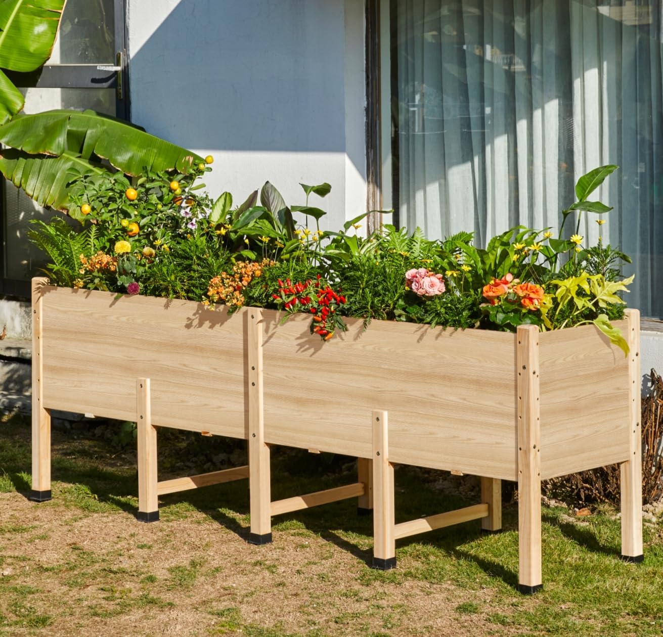 Wood Deep Elevated Garden Planter Bed