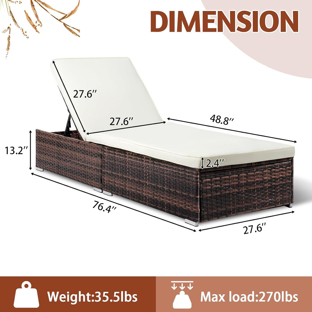Brown Wicker Adjustable Patio Chaise Lounge