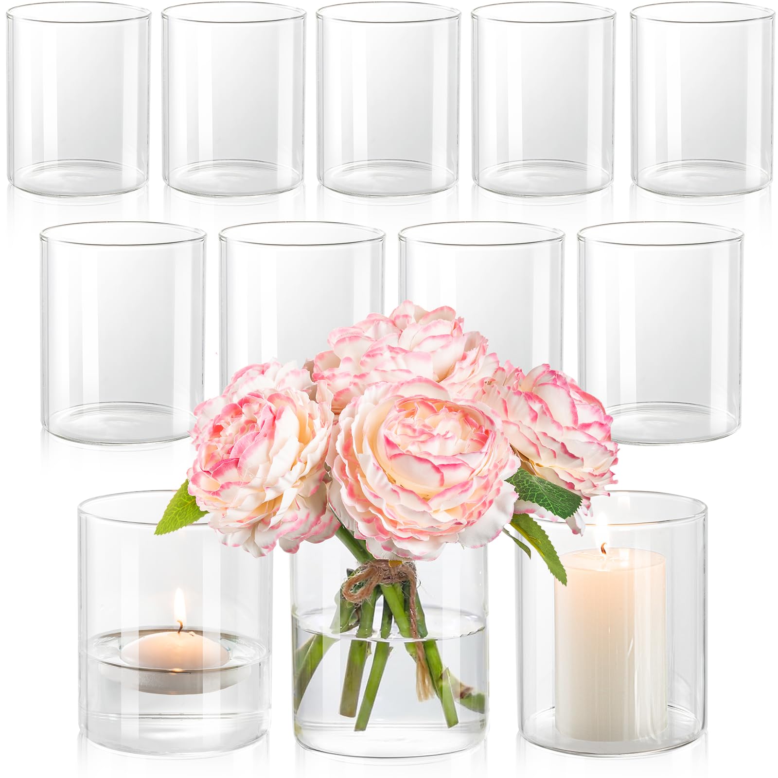 6 Inch Clear Cylinder Vases 12 Pack Wedding Decor