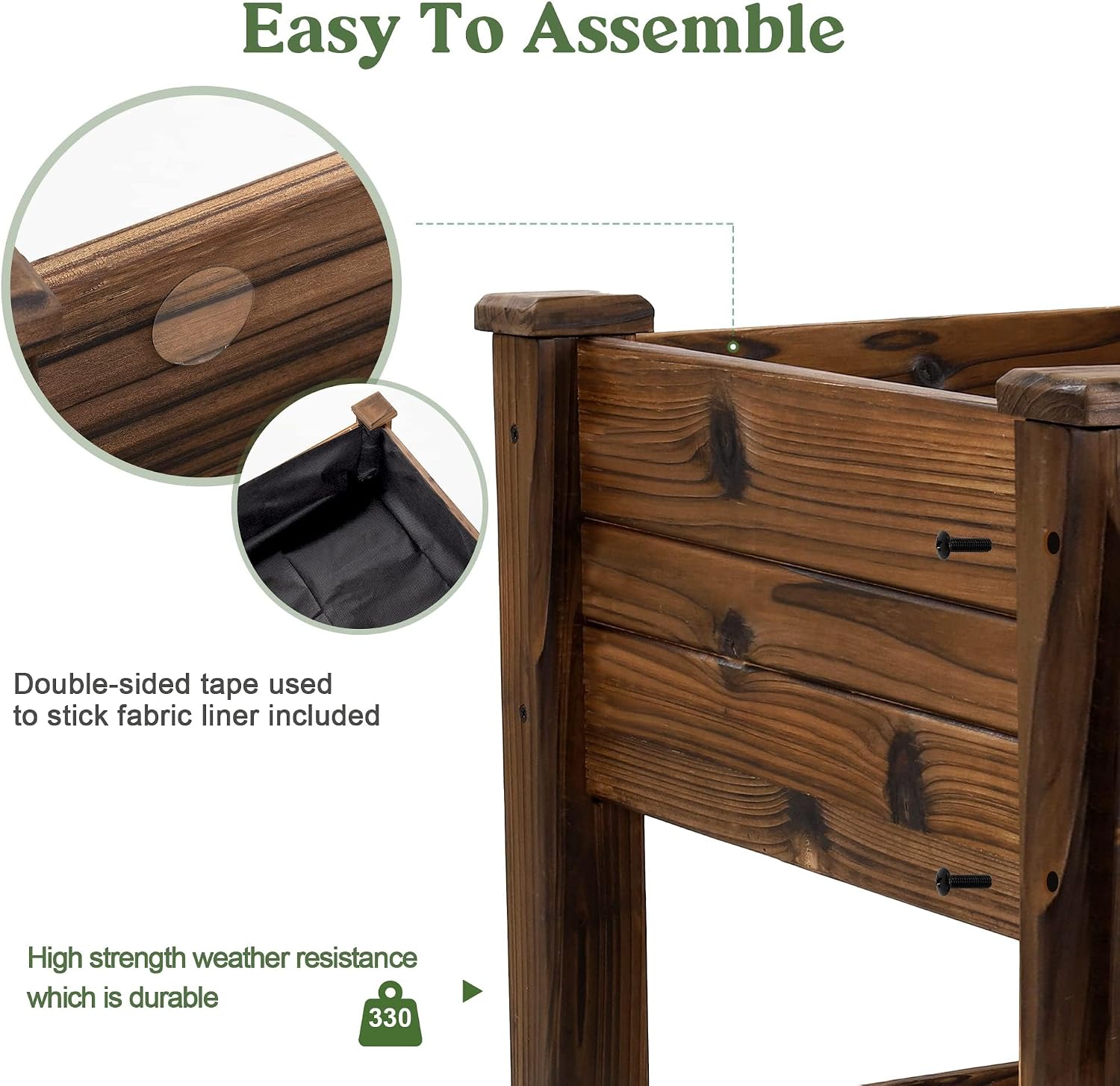 Carbonized Wood Rolling Raised Garden Bed