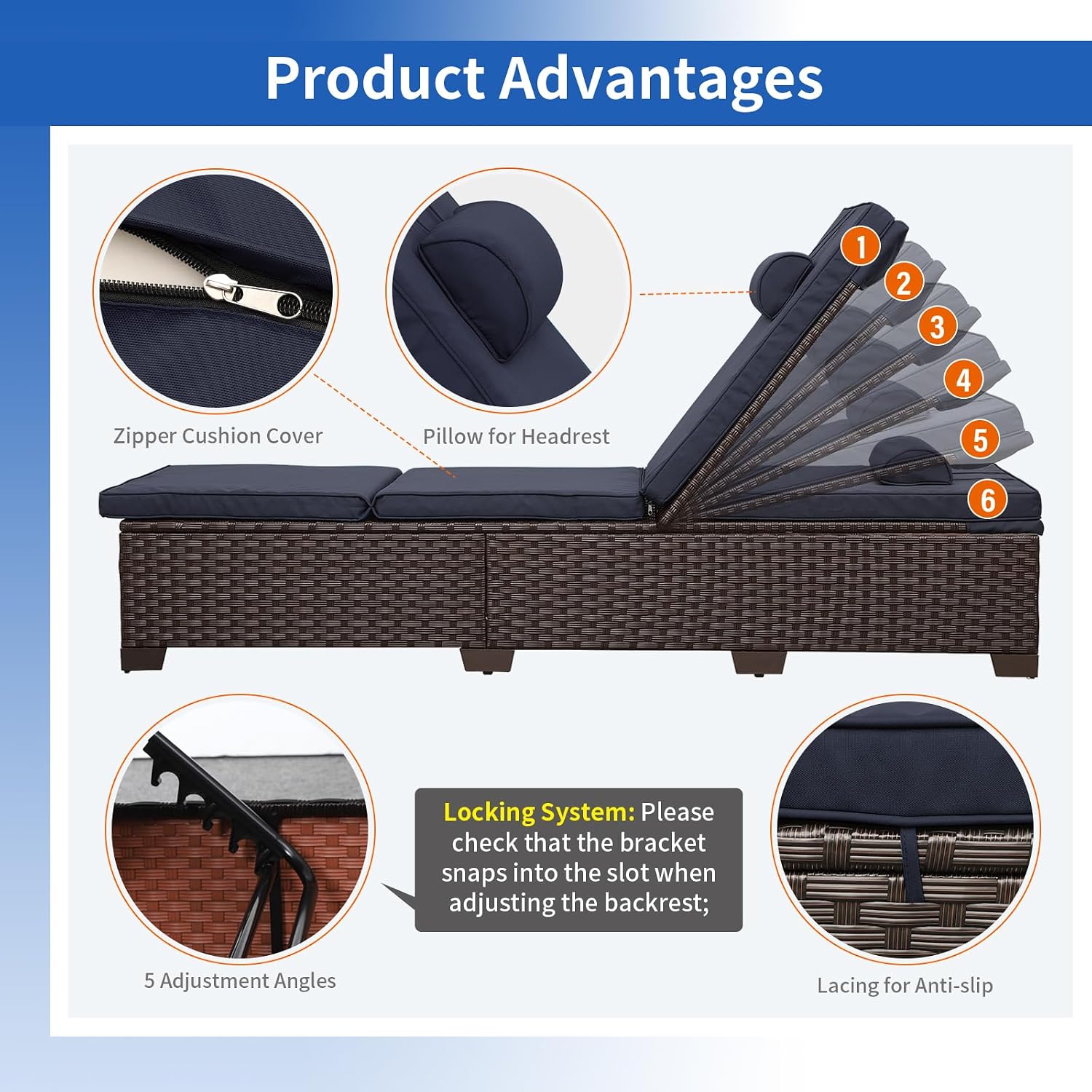 Brown Rattan Adjustable Patio Chaise Lounge Set 2