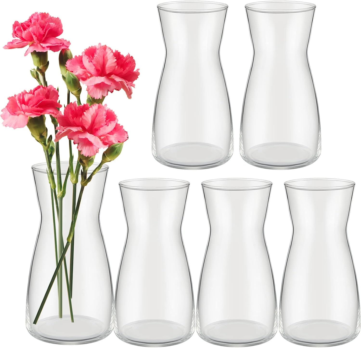 8 Inch Clear Glass Vases 6 Pack Boho Wedding Decor