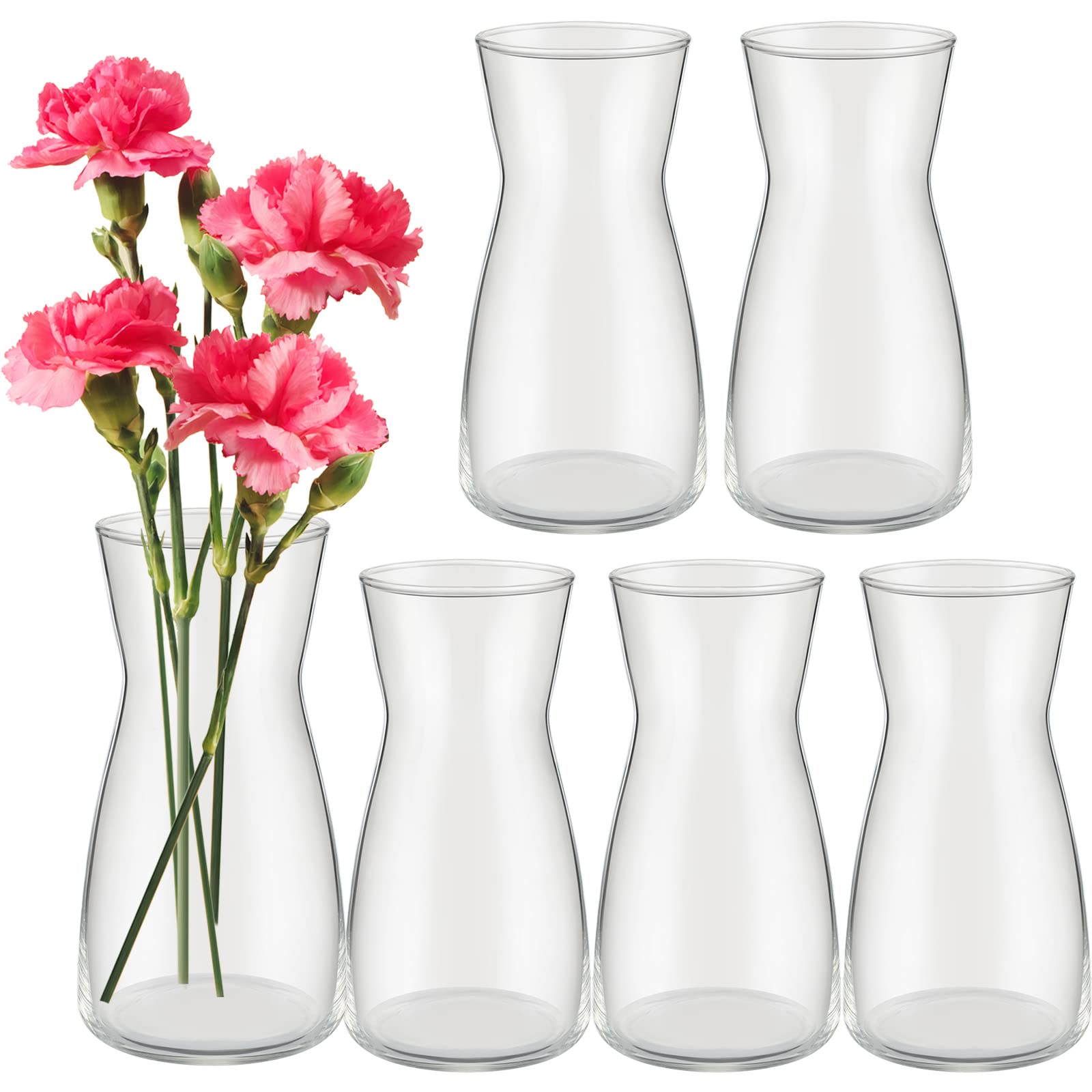 8 Inch Clear Glass Vases 6 Pack Boho Wedding Decor