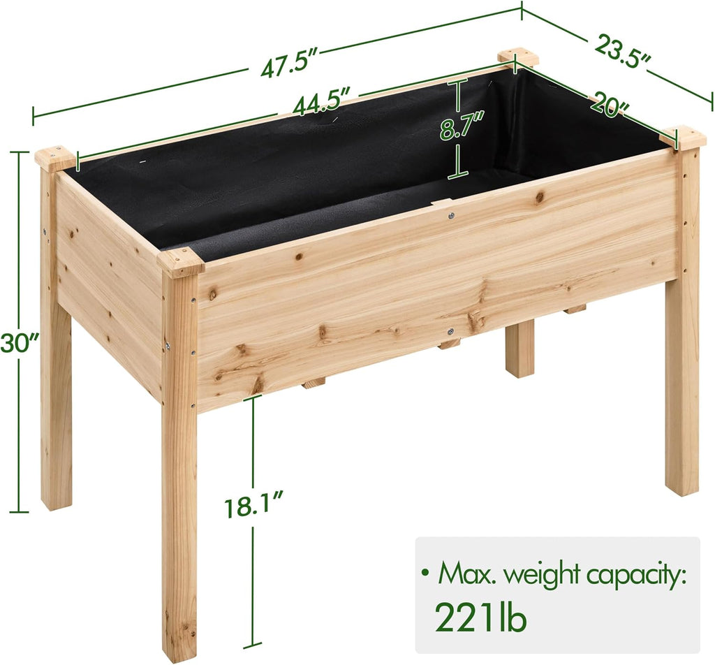 Fir Wood Elevated Garden Planter Box
