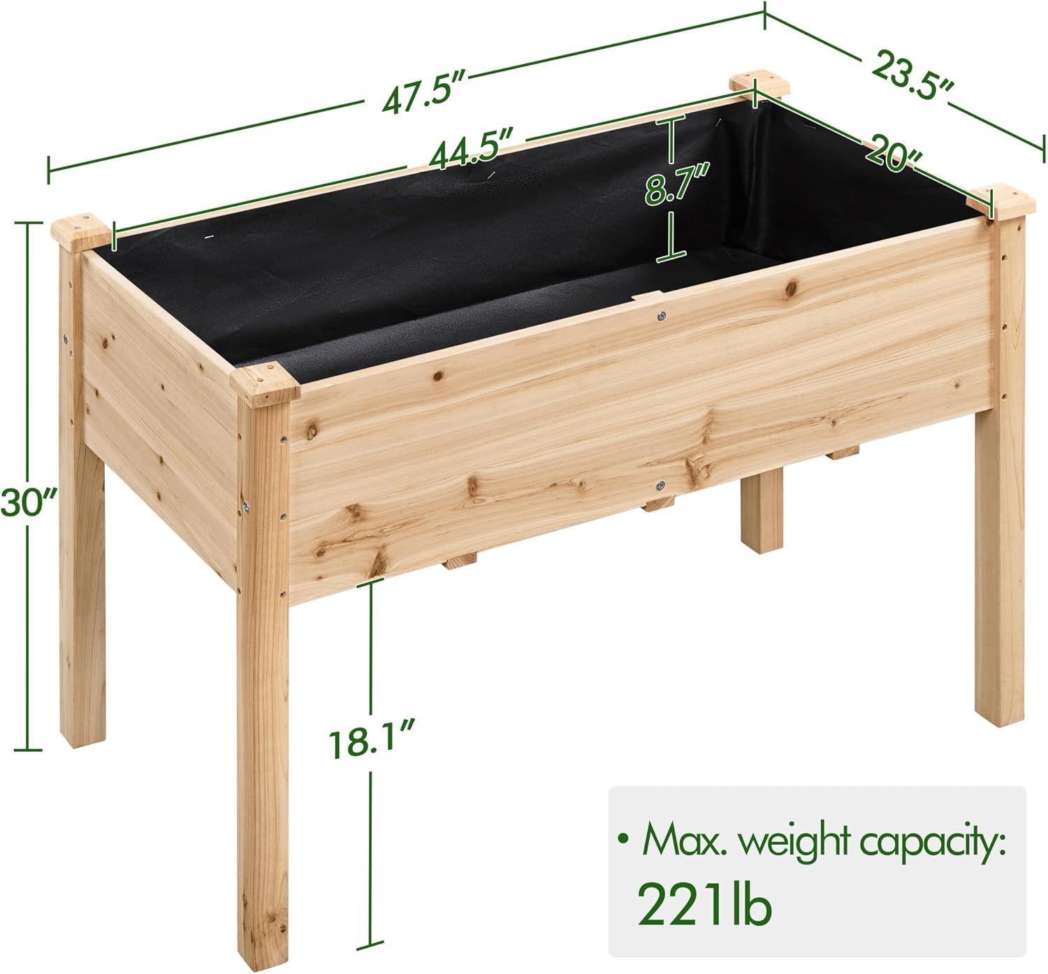 Fir Wood Elevated Garden Planter Box