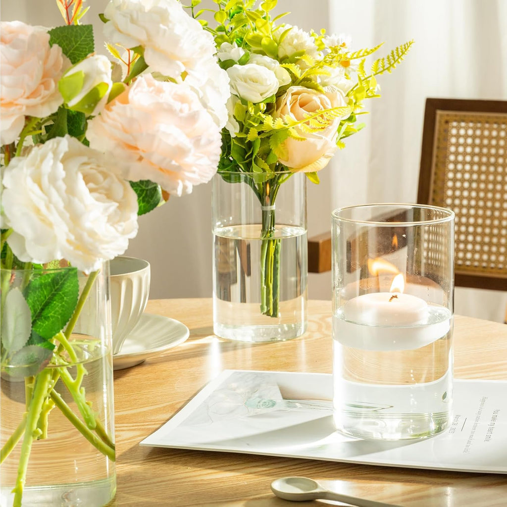 6 Inch Clear Cylinder Vases 12 Pack Wedding Decor