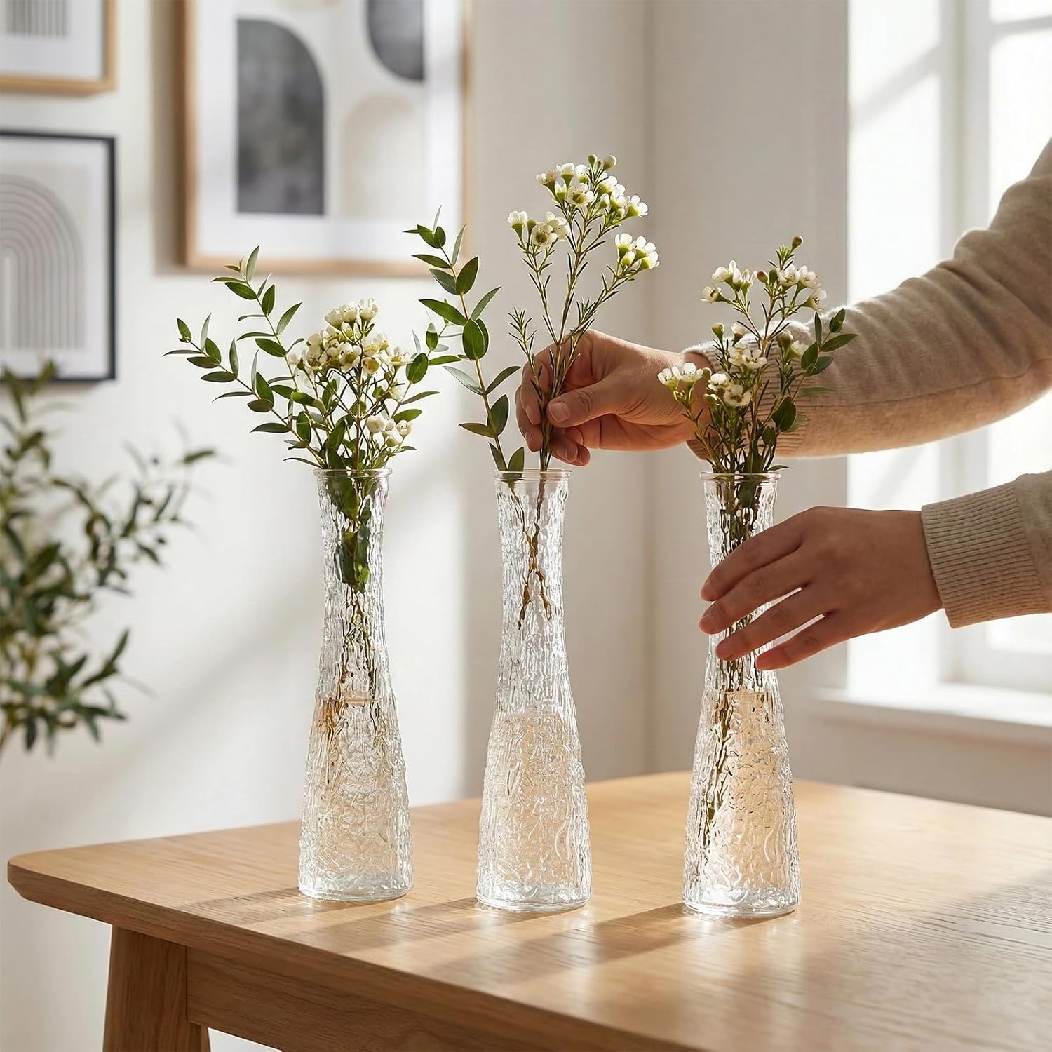 Clear Ripple Glass Bud Vases 12 Pack Wedding Decor