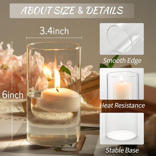 6 Inch Clear Cylinder Vases 12 Pack Wedding Decor