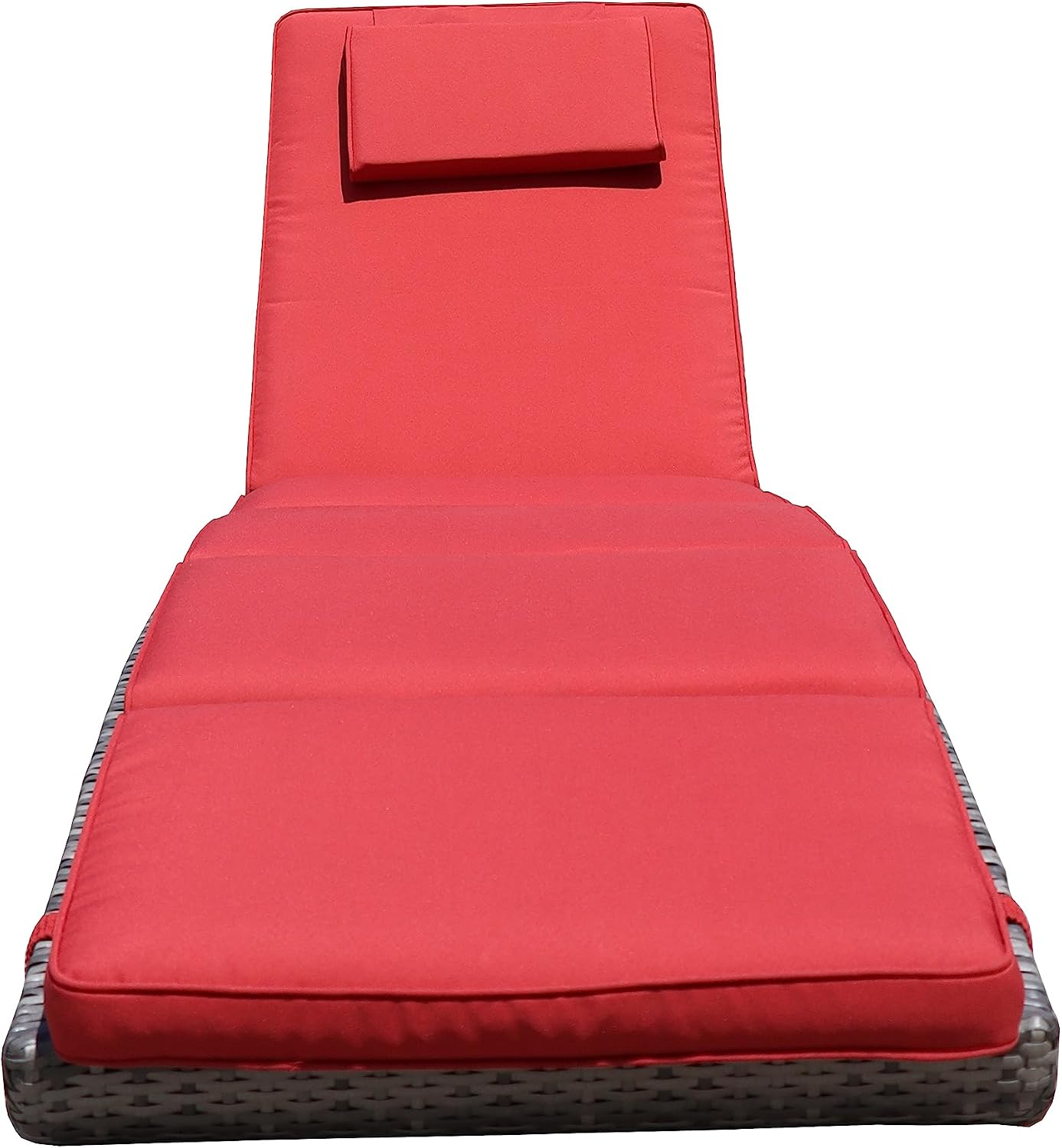 Burgundy Foldable Wicker Patio Chaise Lounge Set 2