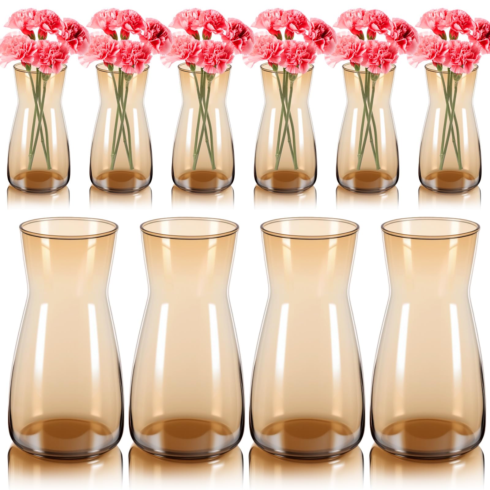 8 Inch Clear Glass Vases 6 Pack Boho Wedding Decor