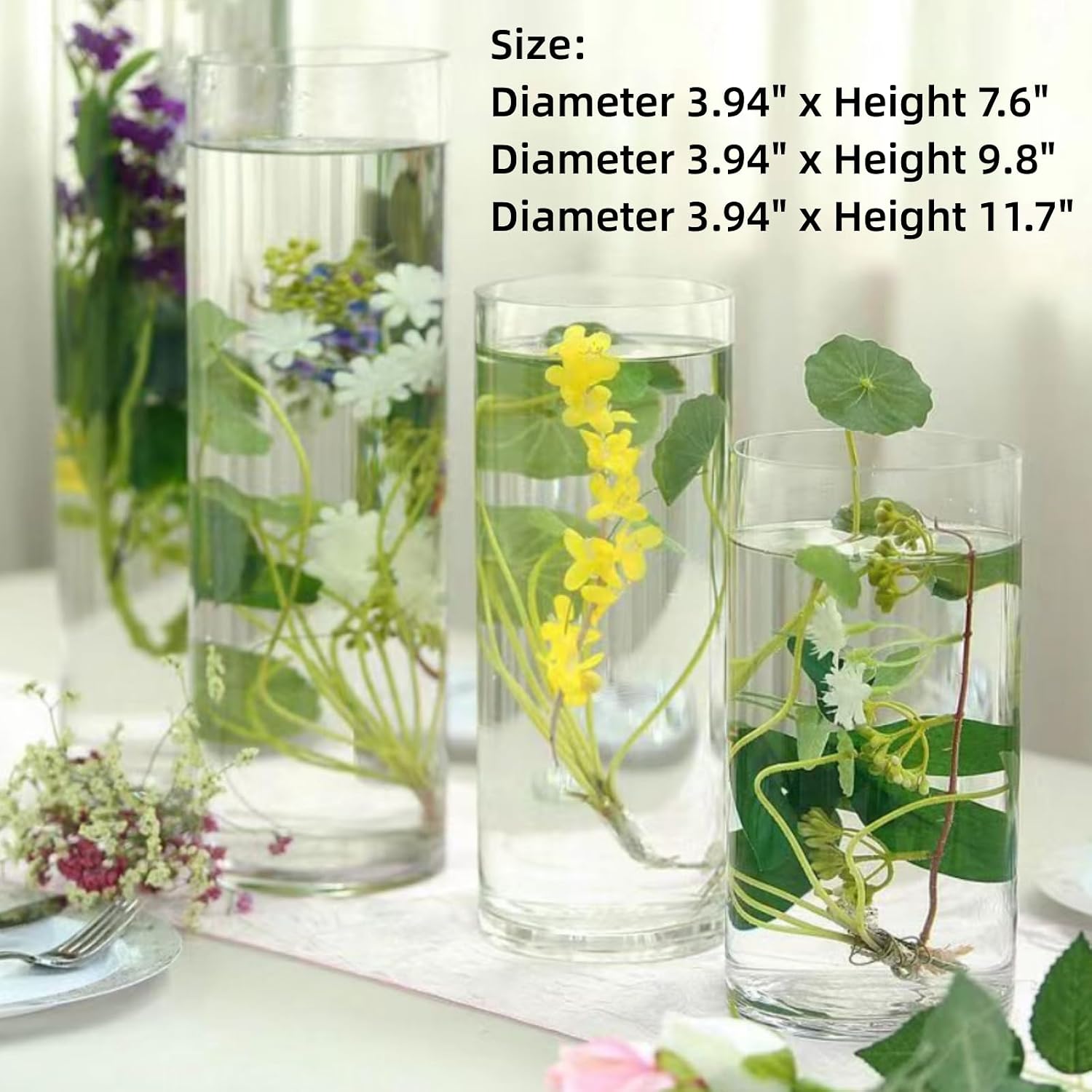 Clear Acrylic Cylinder Vases 3 Pack Home Wedding Decor