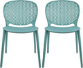 Teal Stackable Plastic Patio Chairs 2 Pack Outdoor Seats
