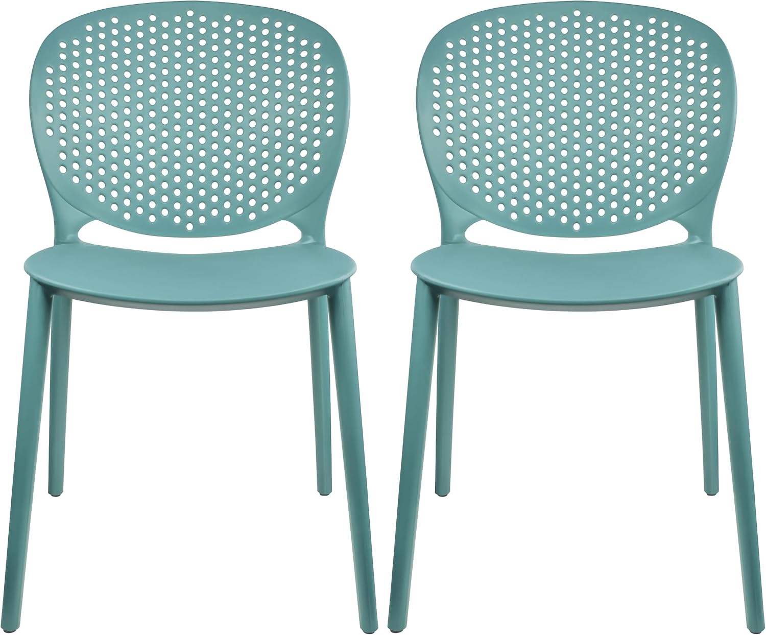 Teal Stackable Plastic Patio Chairs 2 Pack Outdoor Seats