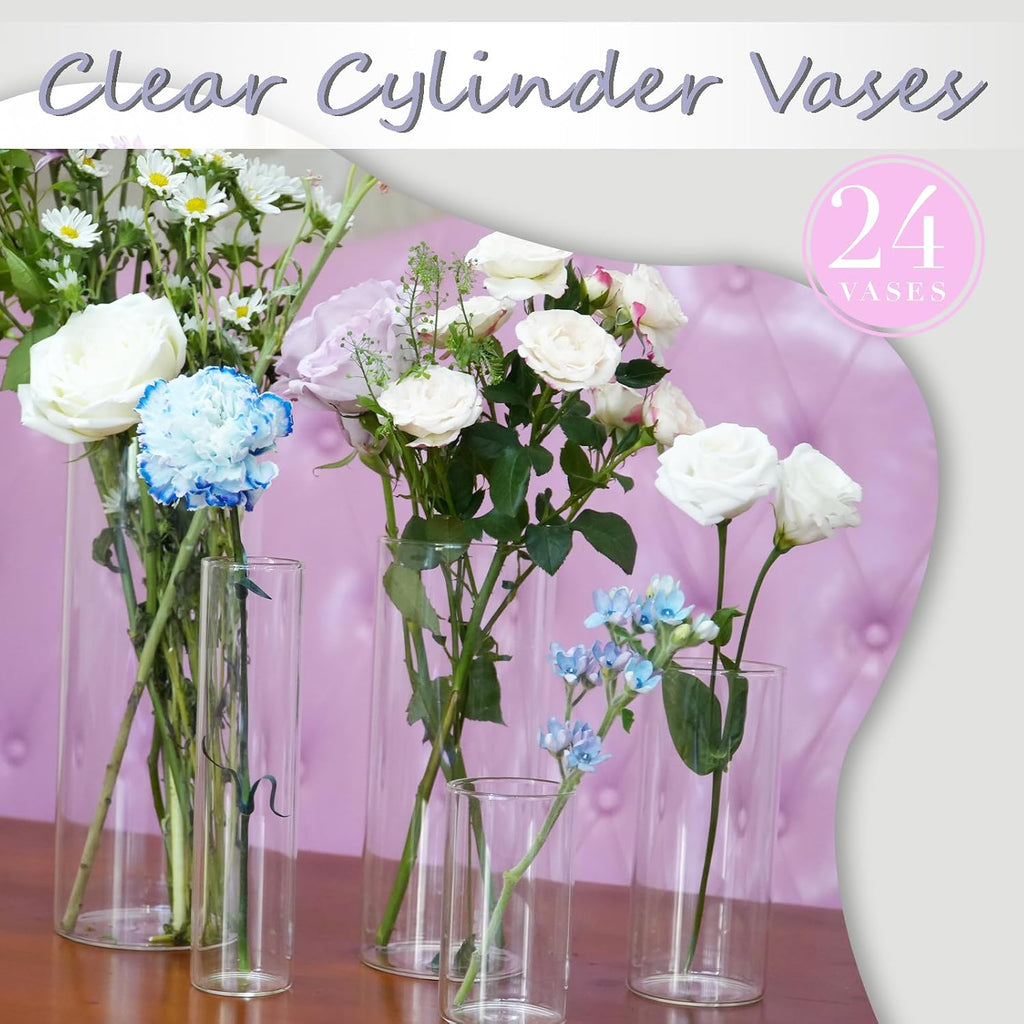 Clear Cylinder Glass Vases 24 Pack Home Wedding Decor