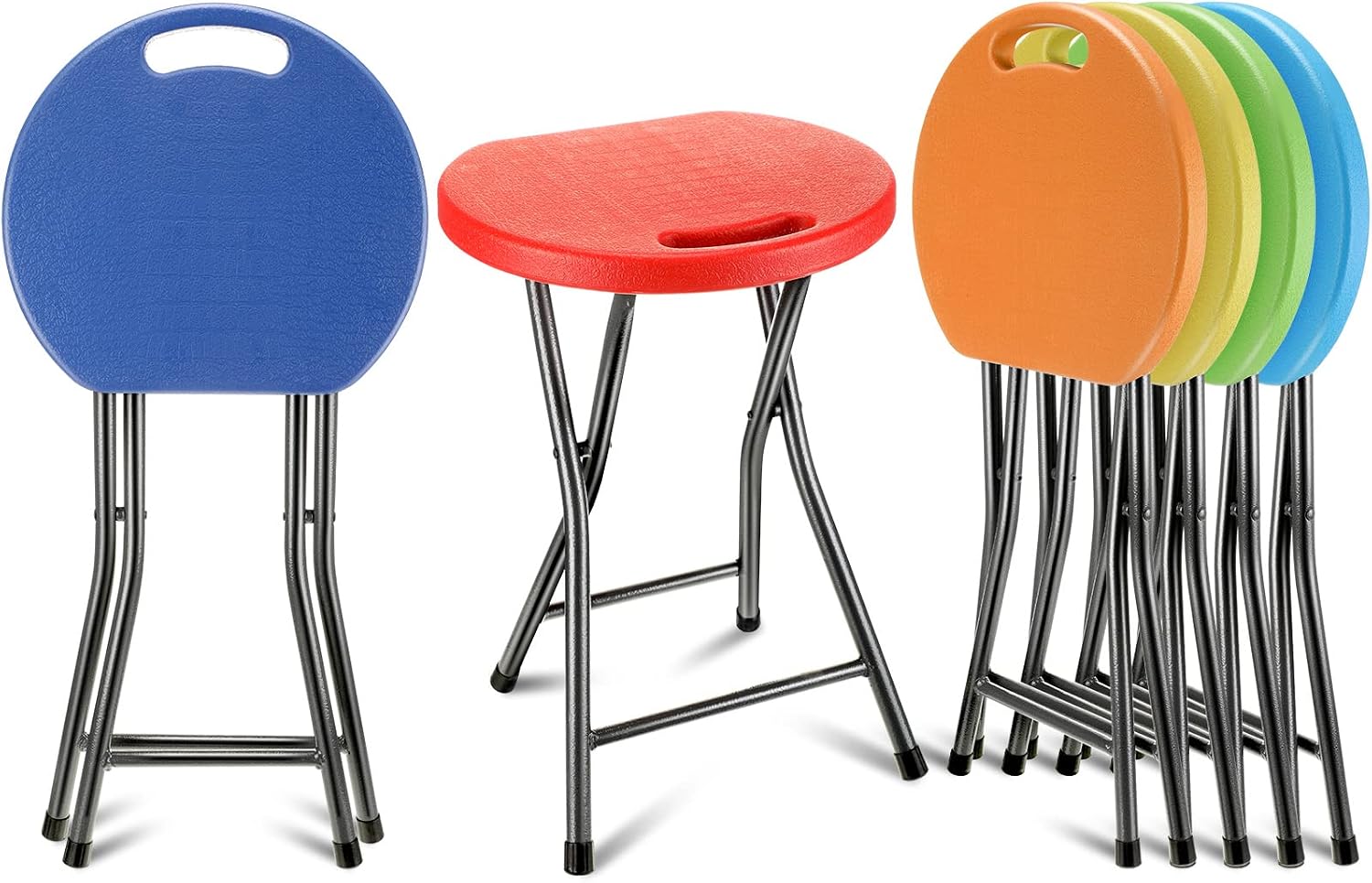 Colorful Foldable Stackable Stools 6 Pack Portable Seats