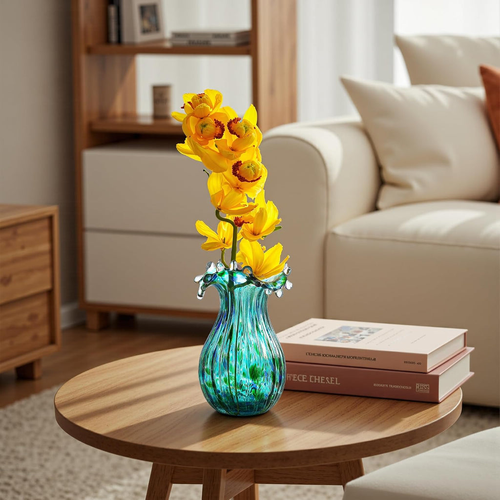 Green Bubble Blown Glass Vase Home Wedding Decor